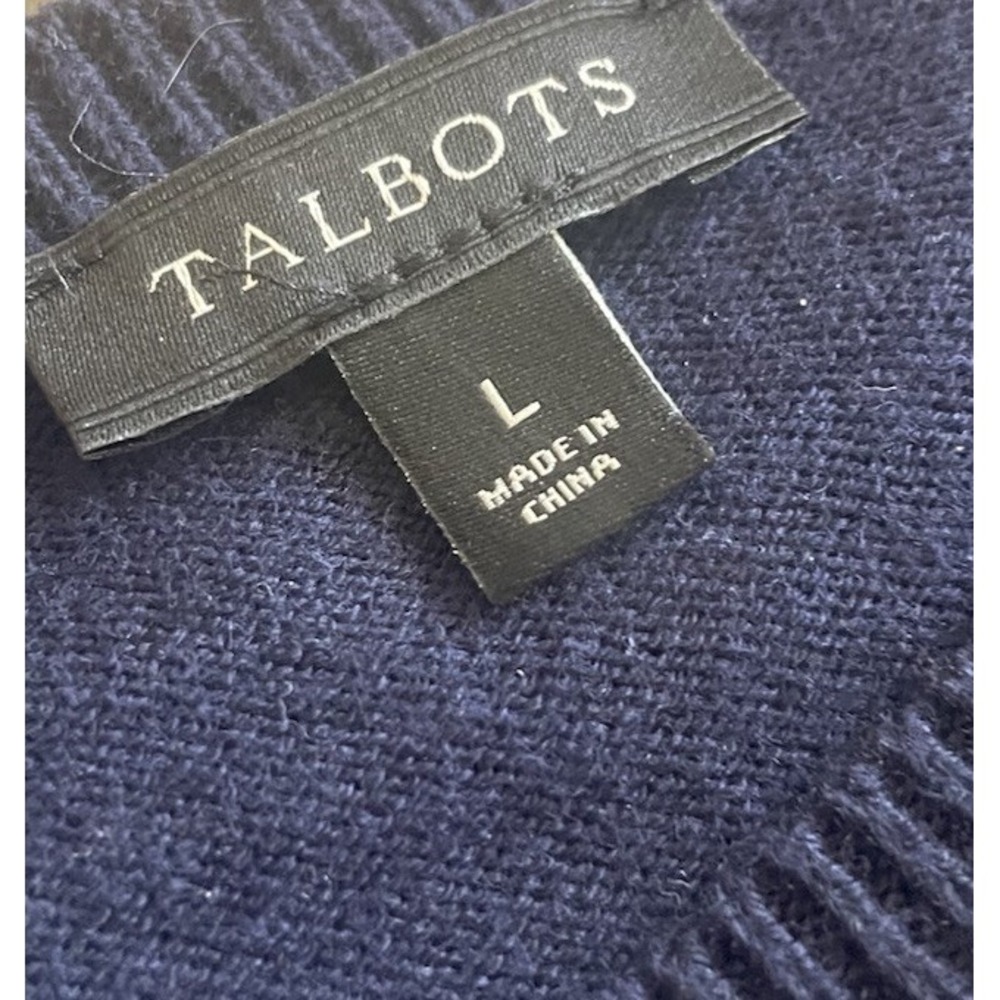 Talbots Dachshund Dog Sweater Womens L Navy Novelty Wiener Dog Cotton Blend - Picture 9 of 10